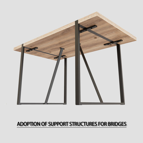 55" Rustic Farmhouse Industrial Dining Table Set for 4, MDF Wood Top, Black Metal Legs, PU Armless Chairs, Modern Kitchen & Dining Room Furniture, Easy Assembly