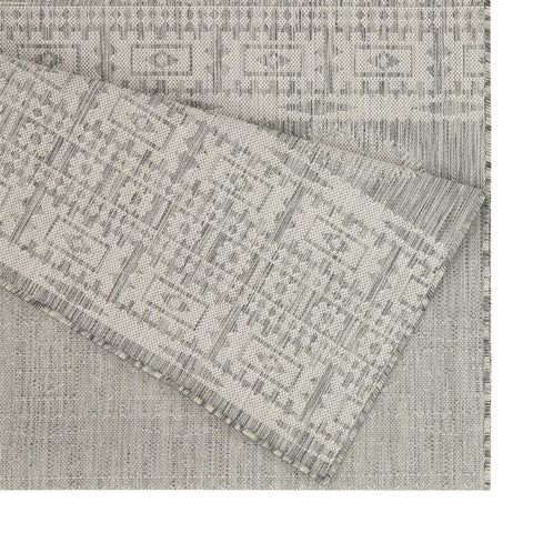 Sunshine GC_HAR2024 Silver 5'3" x 7'3" Indoor/Outdoor Area Rug - Durable Polypropylene, Stain-Resistant, Easy Clean, Flatweave for Entryways &amp; Patios, Made in Turkey