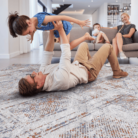 PAYAS Collection 5x7 Beige Geometric Area Rug - Stain-Resistant, Non-Shedding Polyester for Living Room, Bedroom, Entryway, Home Office; Easy Care, Durable, Medium Pile