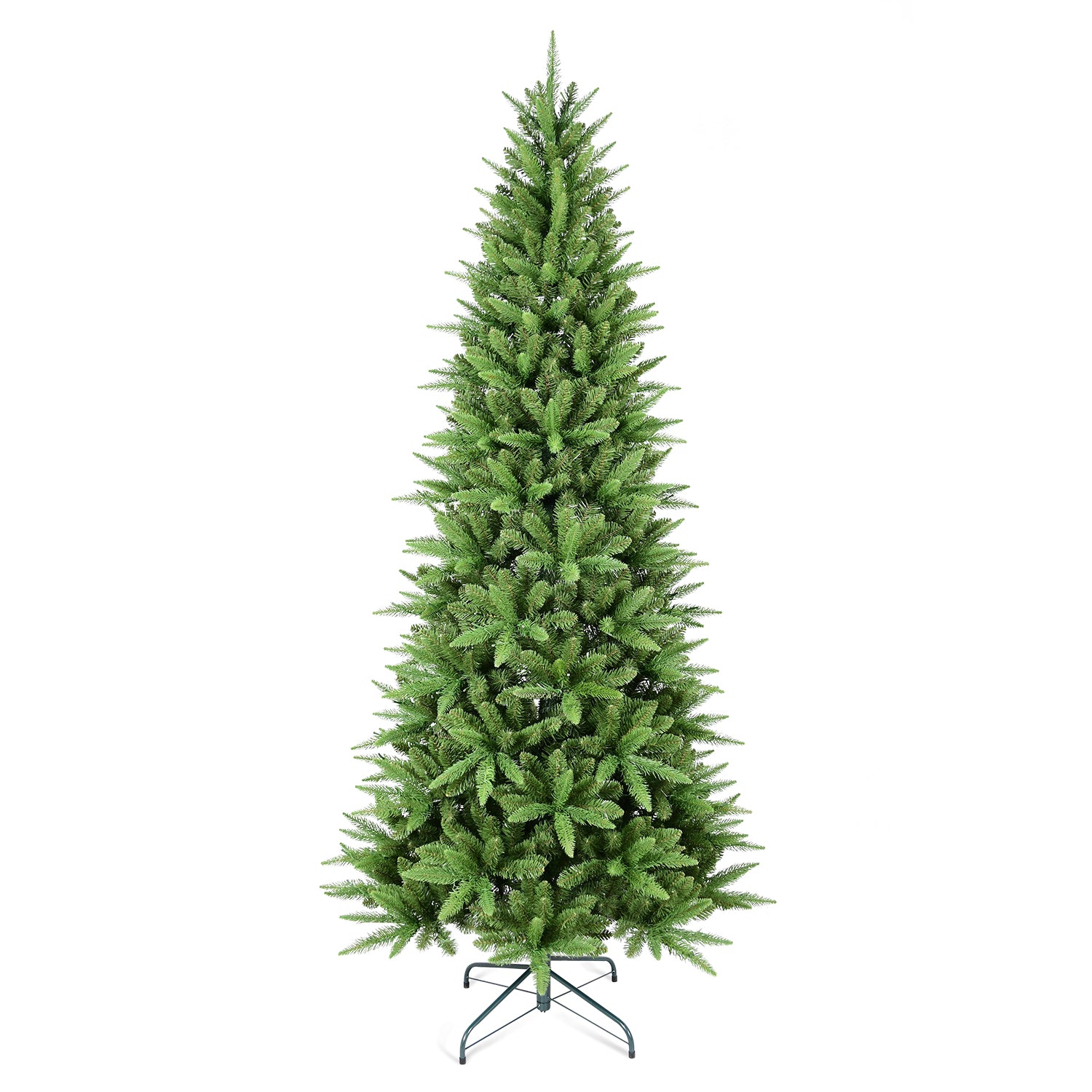 6ft Slim Green Christmas Tree - 850 Realistic PE+PVC Tips, Hinged for Easy Setup, Sturdy Metal Stand - Perfect for Apartments, Corners &amp; Small Spaces
