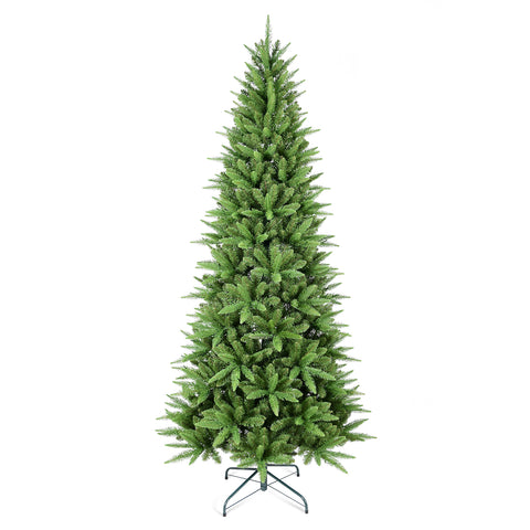6ft Slim Green Christmas Tree - 850 Realistic PE+PVC Tips, Hinged for Easy Setup, Sturdy Metal Stand - Perfect for Apartments, Corners &amp; Small Spaces