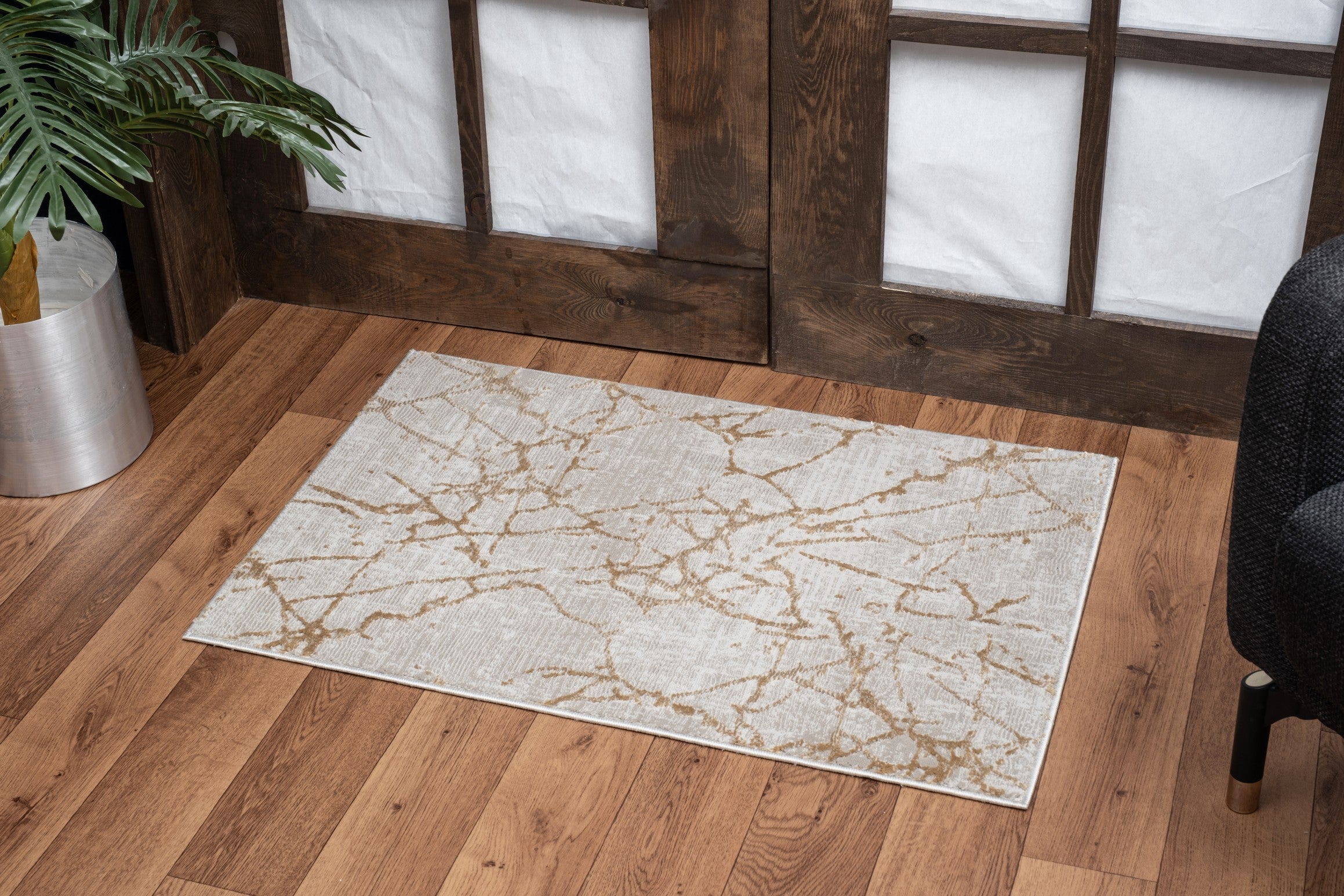 Elegance GC_CNC6004 Gold 7'10" x 10'3" Beige Polyester Area Rug | Soft, Durable, Stain-Resistant for Living Room, Bedroom, High-Traffic Areas | 0.31" Pile Height, Jute Backing, Made in Turkey