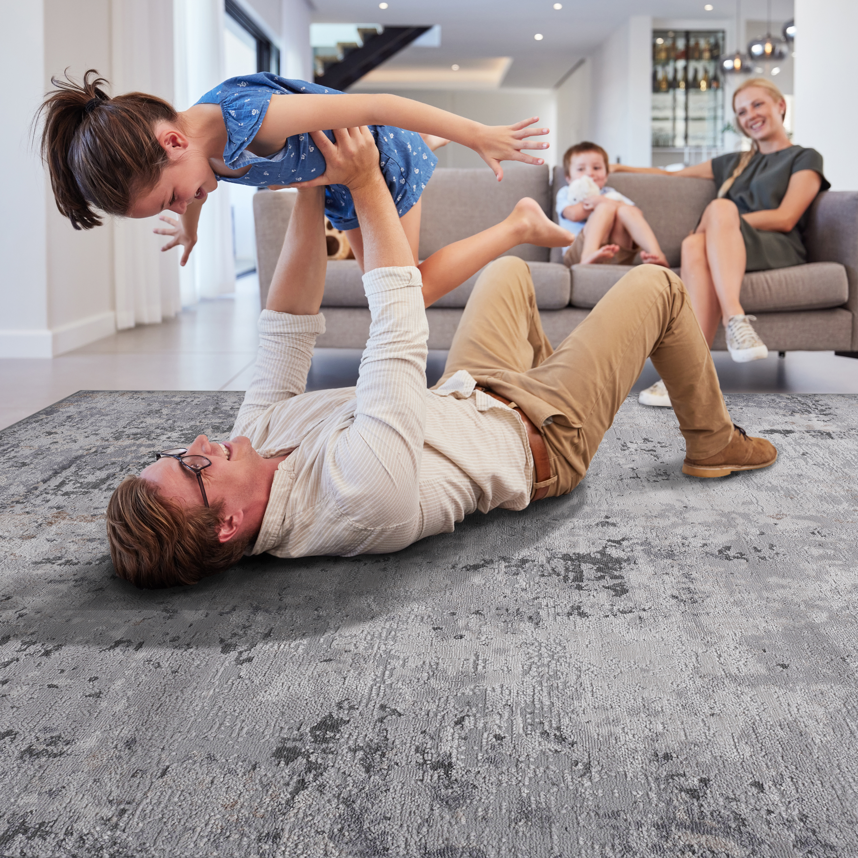 MARFI Collection 6x9 Ivory/Sand Abstract Area Rug - Stain-Resistant Polyester, Medium Pile, Durable, Kid & Pet-Friendly, Turkish Made for Living Room, Bedroom, Entryway