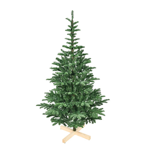 7ft Pre-Lit Artificial Christmas Tree: 400 Warm White LEDs, 941 Realistic PE+PVC Tips, Rustic Wooden Base - Full Holiday Decor for Home &amp; Indoor Spaces