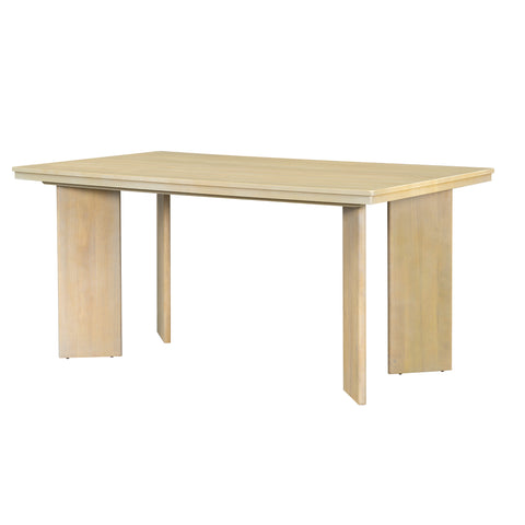 TOPMAX 7-Piece Solid Rubberwood Dining Set: 63.4" Natural Table &amp; 6 Upholstered Beige Chairs for Dining Rooms, Space-Saving Tuck-Away Design, Seats 6, Modern Farmhouse Style