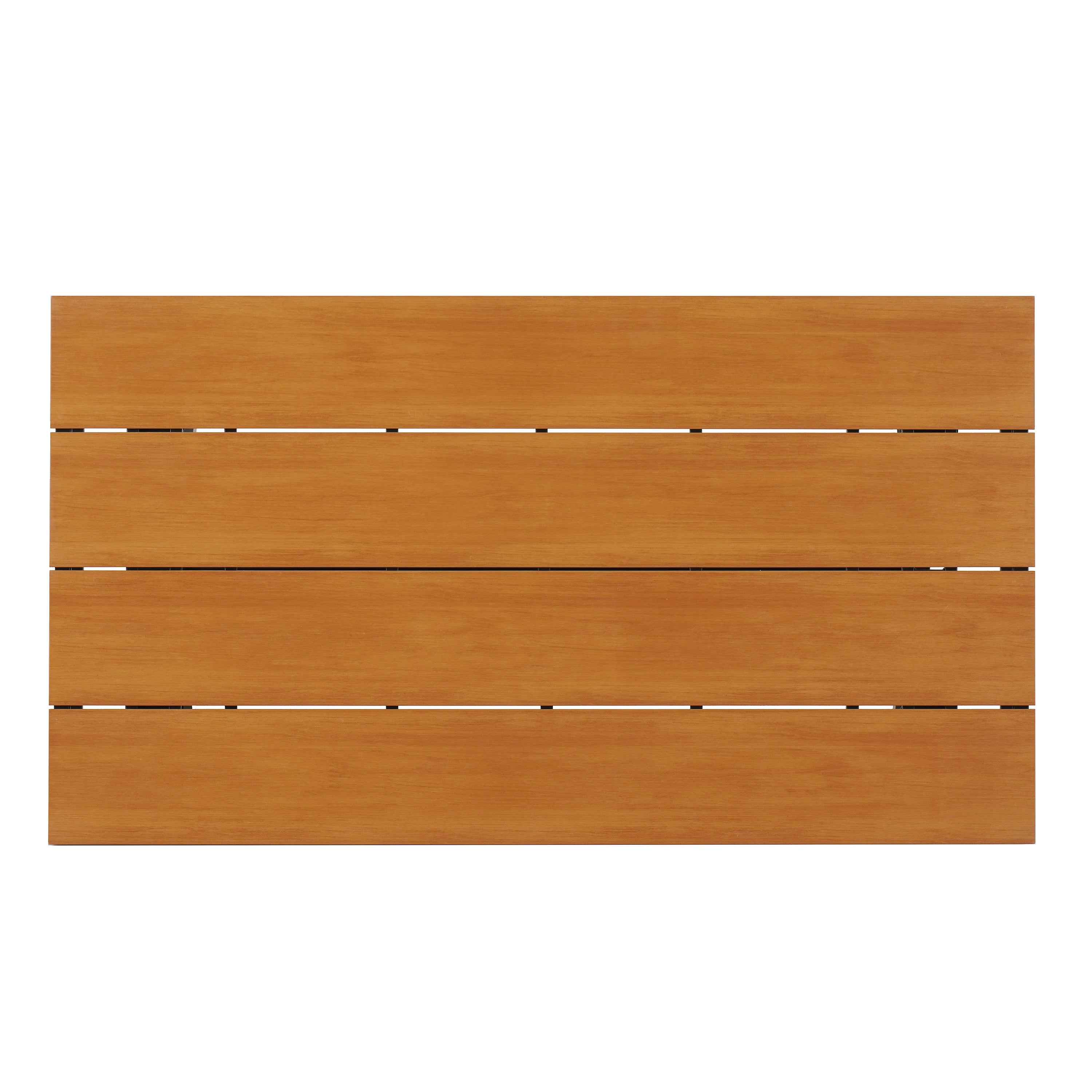 U_Style 4-Seater Brown PE Rattan Outdoor Dining Set: Modern Plastic Wood Table & Linear Chairs for Garden, Patio, Lawn - Weather-Resistant & Durable, Residential Use