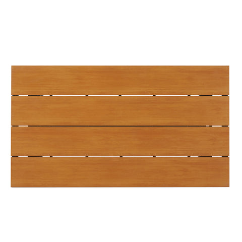 U_Style 4-Seater Brown PE Rattan Outdoor Dining Set: Modern Plastic Wood Table & Linear Chairs for Garden, Patio, Lawn - Weather-Resistant & Durable, Residential Use