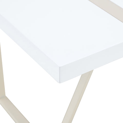 55" Cream-Style White MDF Dining Table Set with 6 Black PU Chairs & Silver Metal Legs - Modern Kitchen Furniture for Family Meals, Seats 6, Durable & Easy Assembly