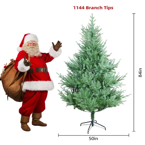 Winga 7FT Green Curved Christmas Tree - Realistic 84-Inch PE & PVC with Dense, Fluffy Branches. Easy Assembly, Stable Metal Base. Perfect for Holiday & Halloween Decor, Indoor/Outdoor Use.