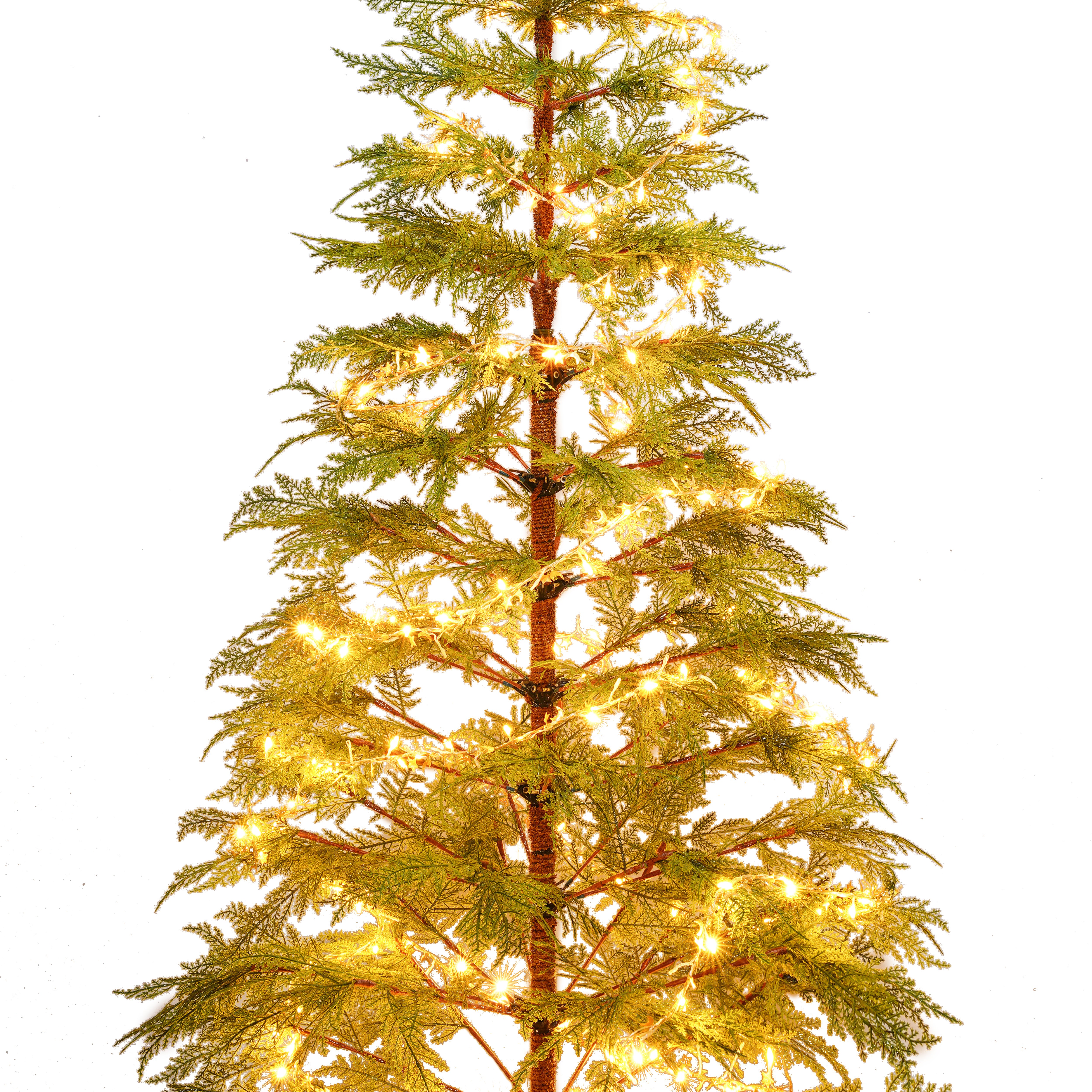 6 Ft Artificial Christmas Tree with LED Star & Moon Lights, 612 Realistic PE Tips, Hinged Green Pine, Sturdy Metal Stand for Indoor Holiday Decor