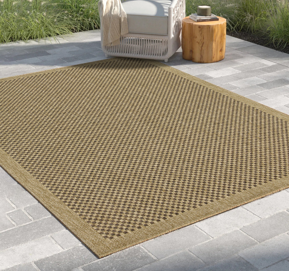 Earth GC_NTL1005 Jute/Mocha 5'3" x 7'3" Indoor/Outdoor Area Rug - Durable Polypropylene, Stain-Resistant, Easy Clean, Flatweave for Entryways, Patios, Living Rooms, Made in Turkey