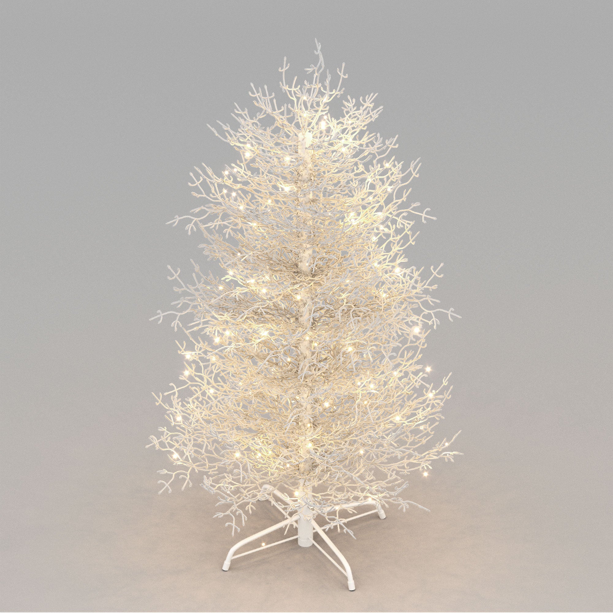 4FT Snow Flocked Aspen Fir Artificial Christmas Tree - Hinged, 280 Tips, 230 Warm White LED Lights, Coral White for Home, Party & Holiday Decor