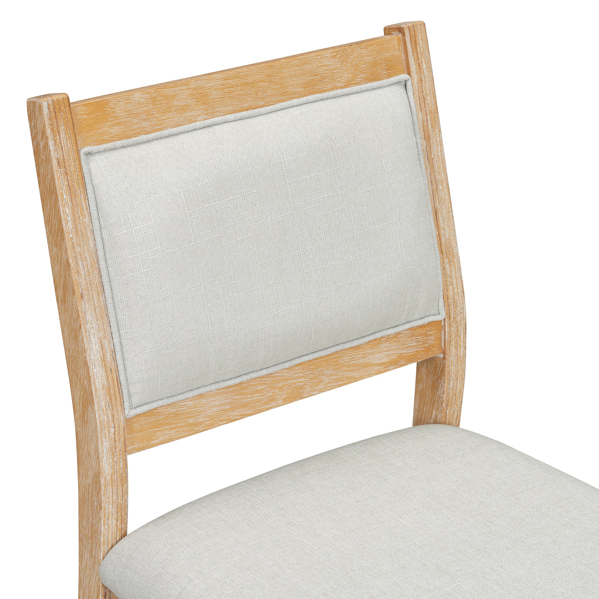 TREXM 7-Piece Retro Rectangular Wood Dining Table Set for 6 - Natural Oak Veneer & MDF with Upholstered Foam Chairs - Spacious Kitchen & Dining Room Furniture - Durable Solid Wood Legs