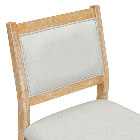 TREXM 7-Piece Retro Rectangular Wood Dining Table Set for 6 - Natural Oak Veneer & MDF with Upholstered Foam Chairs - Spacious Kitchen & Dining Room Furniture - Durable Solid Wood Legs