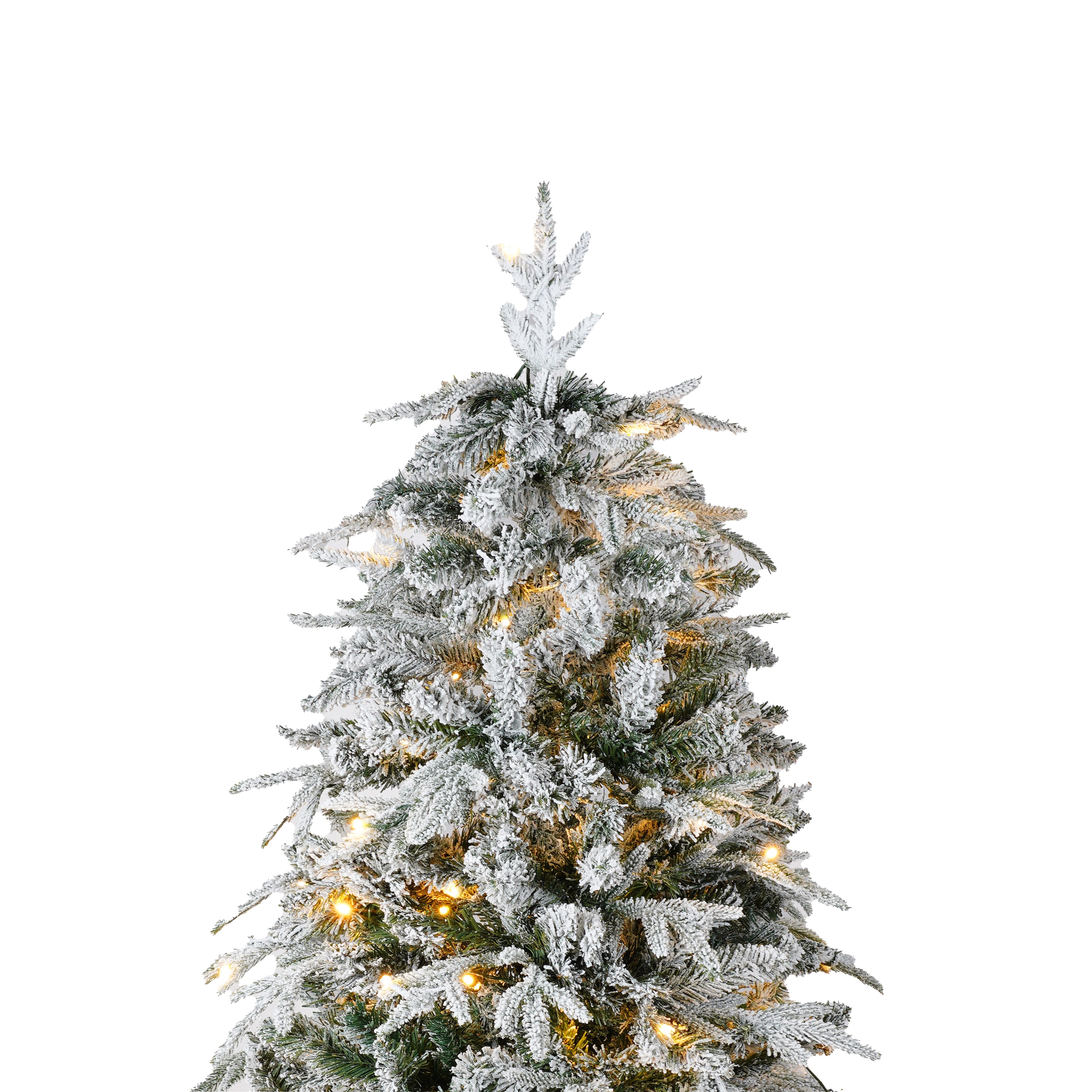 Snow Flocked Christmas Wreath, Garland & 6ft Tree 3-Pack Decor Set | Warm White LED Lights | 900-Tip PVC/PE Tree | Indoor/Covered Outdoor Use | Festive Winter Wonderland Ambiance