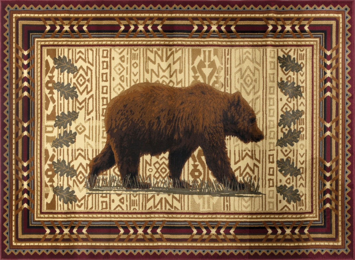 Nature's Nest Lodge Area Rug (2'7" x 7'3") - Stain-Resistant Polypropylene, Red Southwestern Bear Design for High-Traffic Living Rooms, Entryways, &amp; Bedrooms, Durable &amp; Pet-Friendly, 0.39" Pile, Made in Turkey