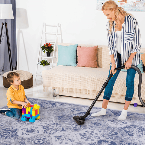 MAVAL Blue Washable Runner Rug 2'6"x10' | Soft Chenille Polyester | Non-Slip, Stain-Resistant | Low Pile for Hallway, Kitchen, Living Room, Entryway, Turkey