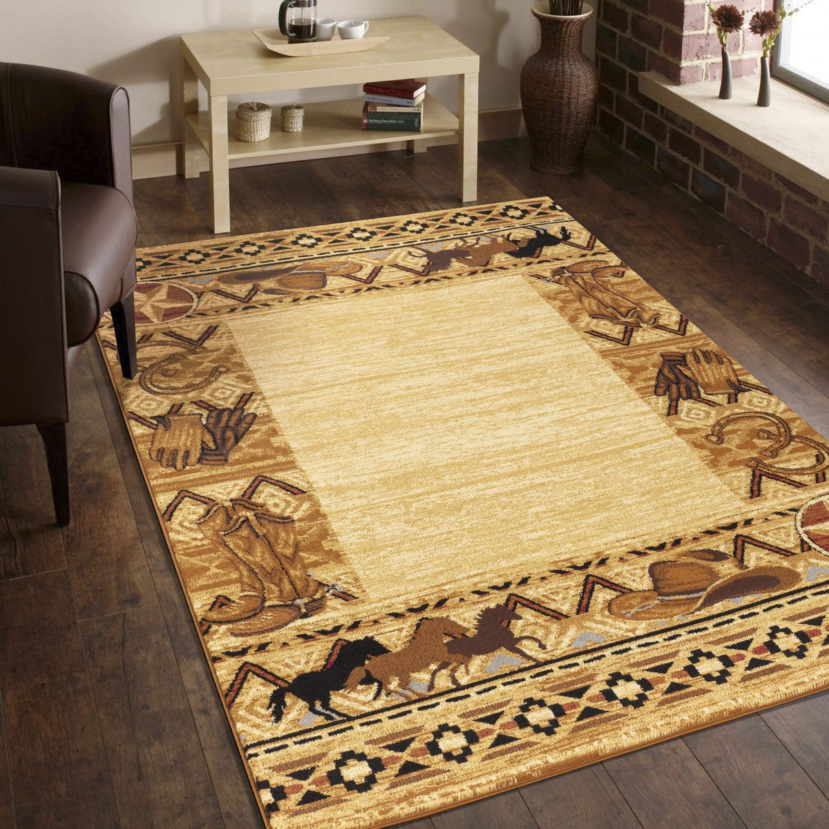 Tribes GC Southwest Area Rug - 2x3 ft Beige Polypropylene Accent Rug, Stain-Resistant, Low Pile for Entryways &amp; High Traffic, Durable Jute Backing, Made in Turkey