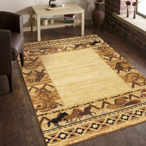 Tribes GC Southwest Area Rug, Beige 2'7" x 7'3" Runner - Durable Polypropylene, Low Pile, Stain-Resistant, Kid &amp; Pet Friendly, Made in Turkey