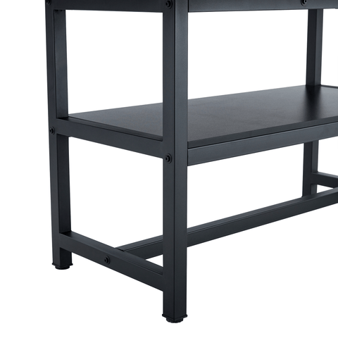 71" Wooden &amp; Black Spliced Dining Table Set with 8 Light Gray Linen Chairs - 30"H Table w/ Storage Shelf, Ergonomic Cushions for Dining Room, Kitchen &amp; Parties