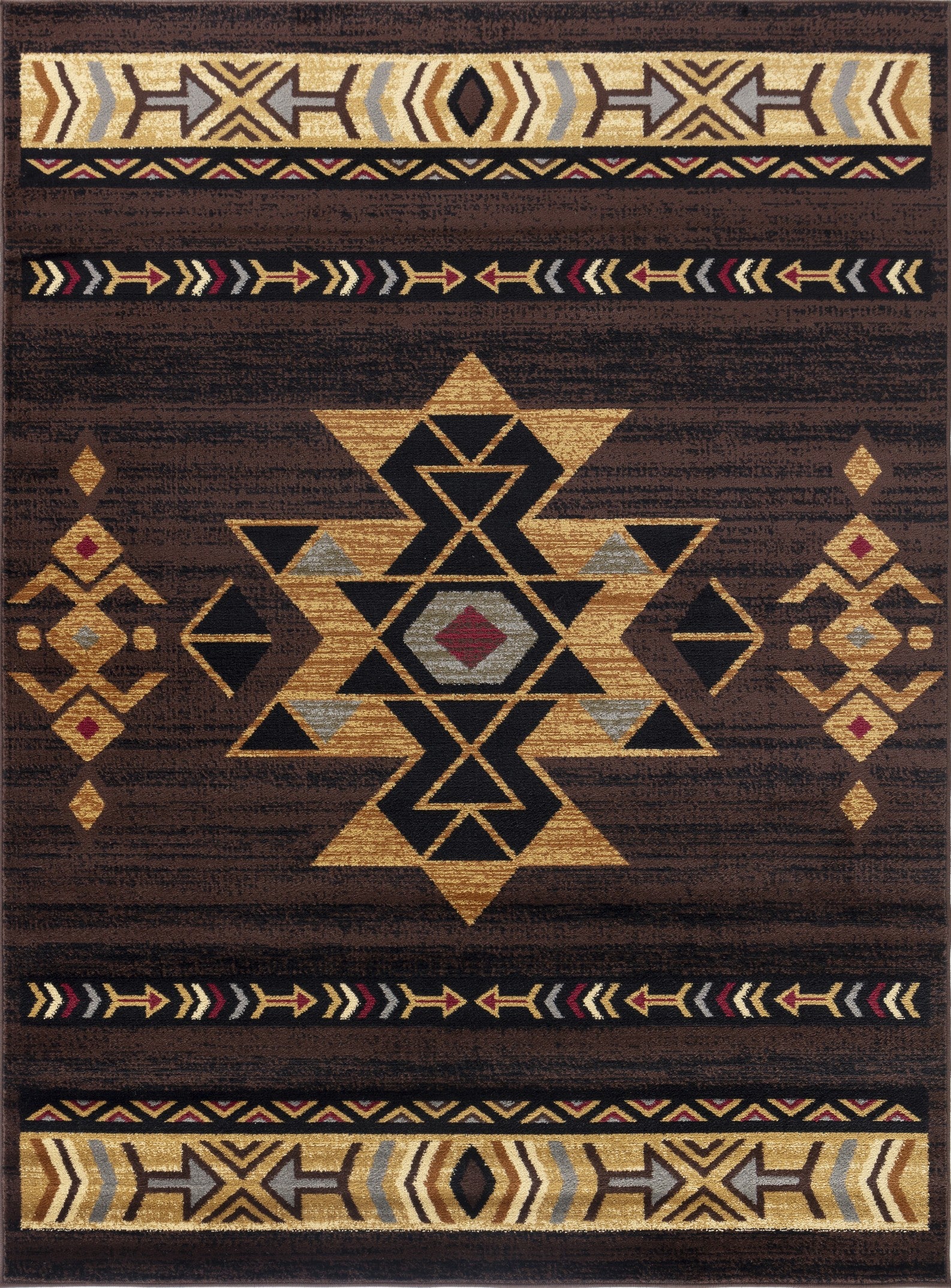 Tribes GC_YLS4005 Brown Southwest Area Rug 5'3" x 7'3" - Durable Polypropylene, 0.39" Pile Height, Kid &amp; Pet Friendly, Stain Resistant, Made in Turkey