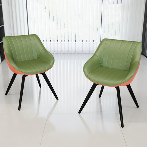 29.5" Modern Round MDF Coffee Table with Storage & 2 Ergonomic PU Dining Chairs - Ring Stripe Design, Black Metal Legs - Ideal for Kitchen, Living Room, Home Office Decor