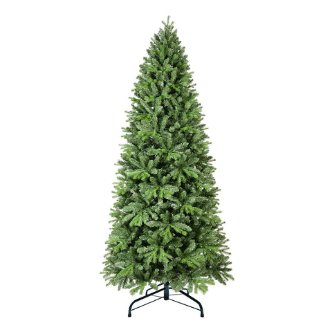 7.5FT Full-Bodied Green Christmas Tree: 1599 PE+PVC Tips, Hinged Branches, Easy Assembly, Stable Metal Stand - Lush Holiday Decor for Homes & Offices