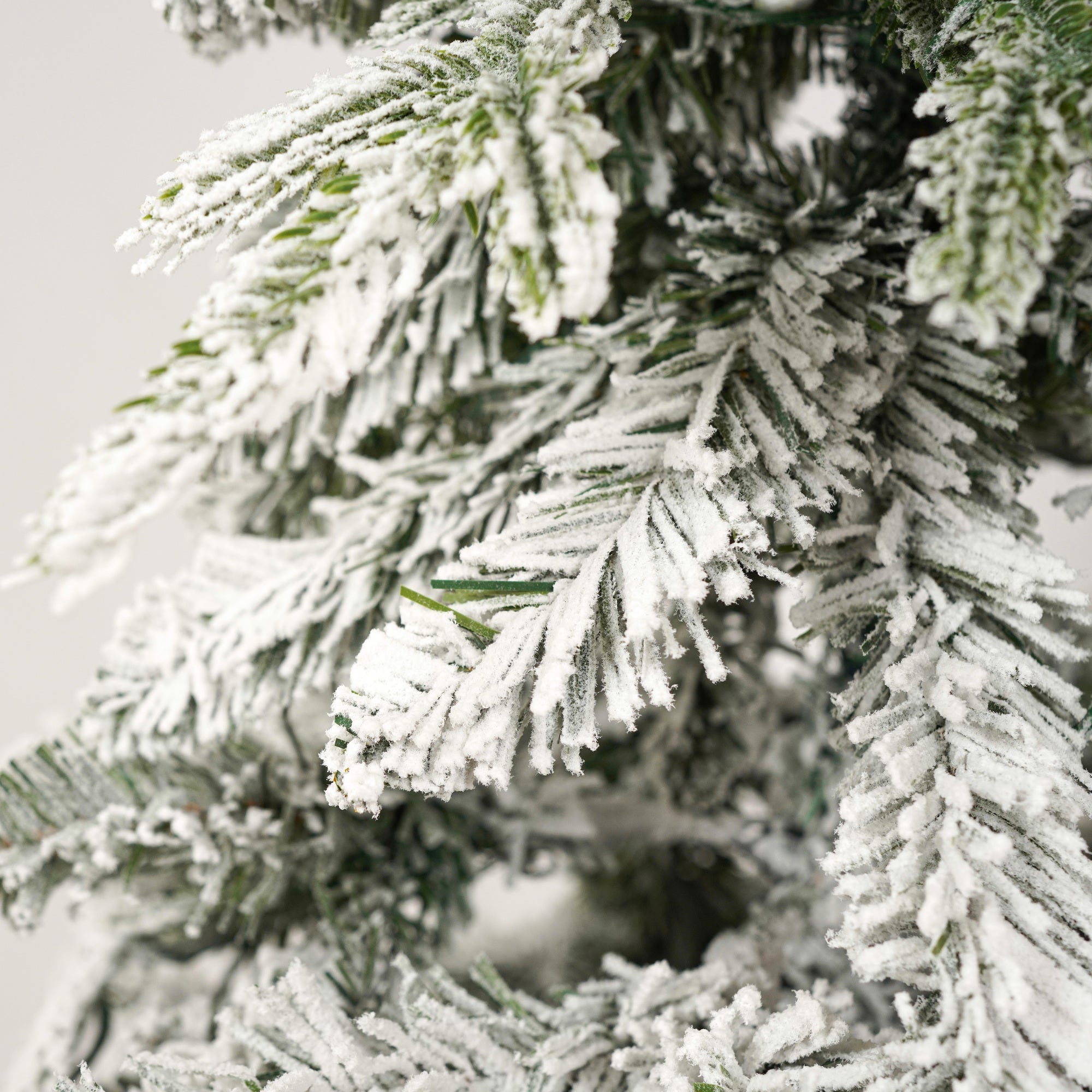 Snow Flocked Christmas Wreath, Garland & 6ft Tree 3-Pack Decor Set | Warm White LED Lights | 900-Tip PVC/PE Tree | Indoor/Covered Outdoor Use | Festive Winter Wonderland Ambiance