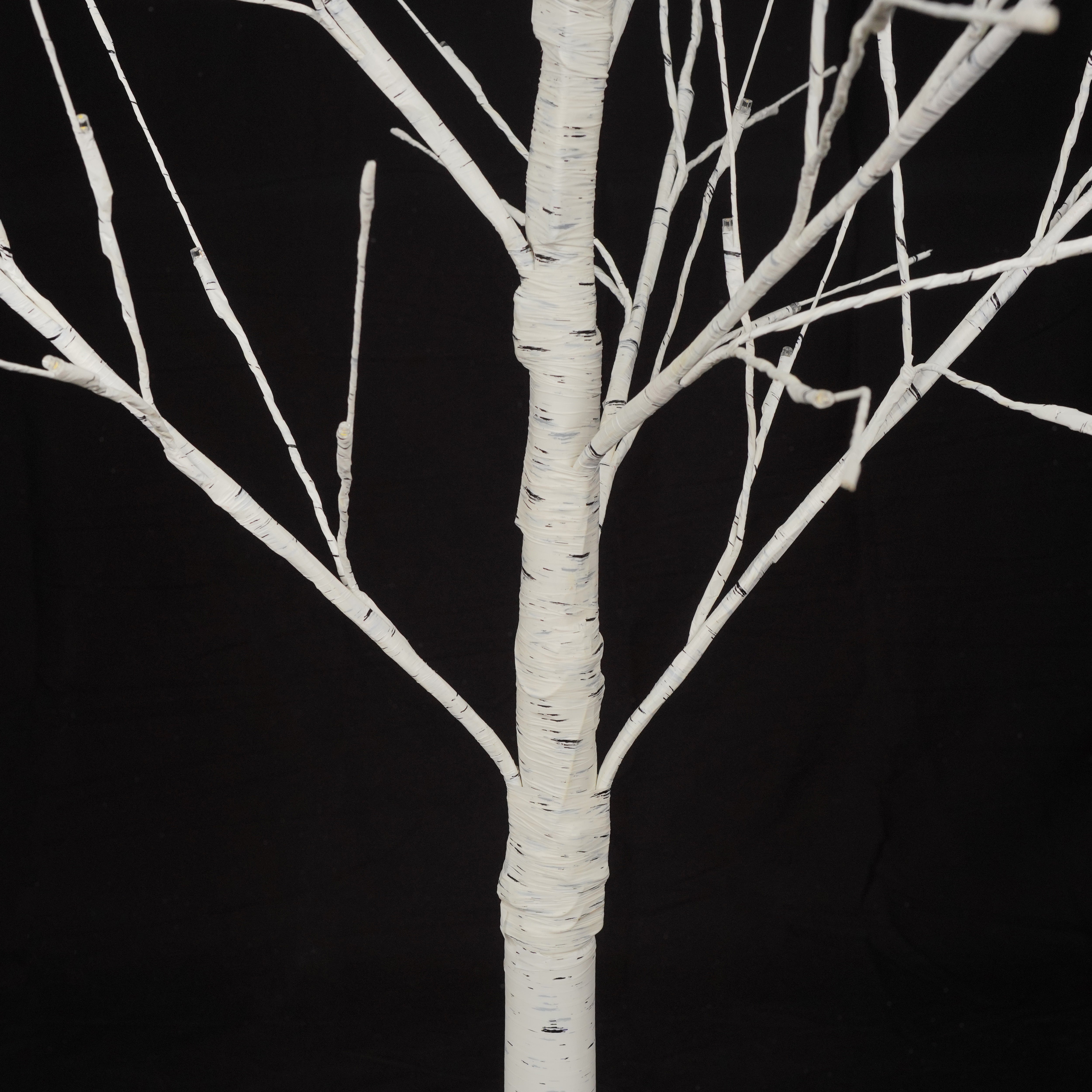 Set of 3 Lighted White Birch Trees (4ft, 5ft, 6ft) with 216 Warm White LEDs - Flexible Artificial Trees for Indoor/Outdoor Holiday &amp; Party Decoration
