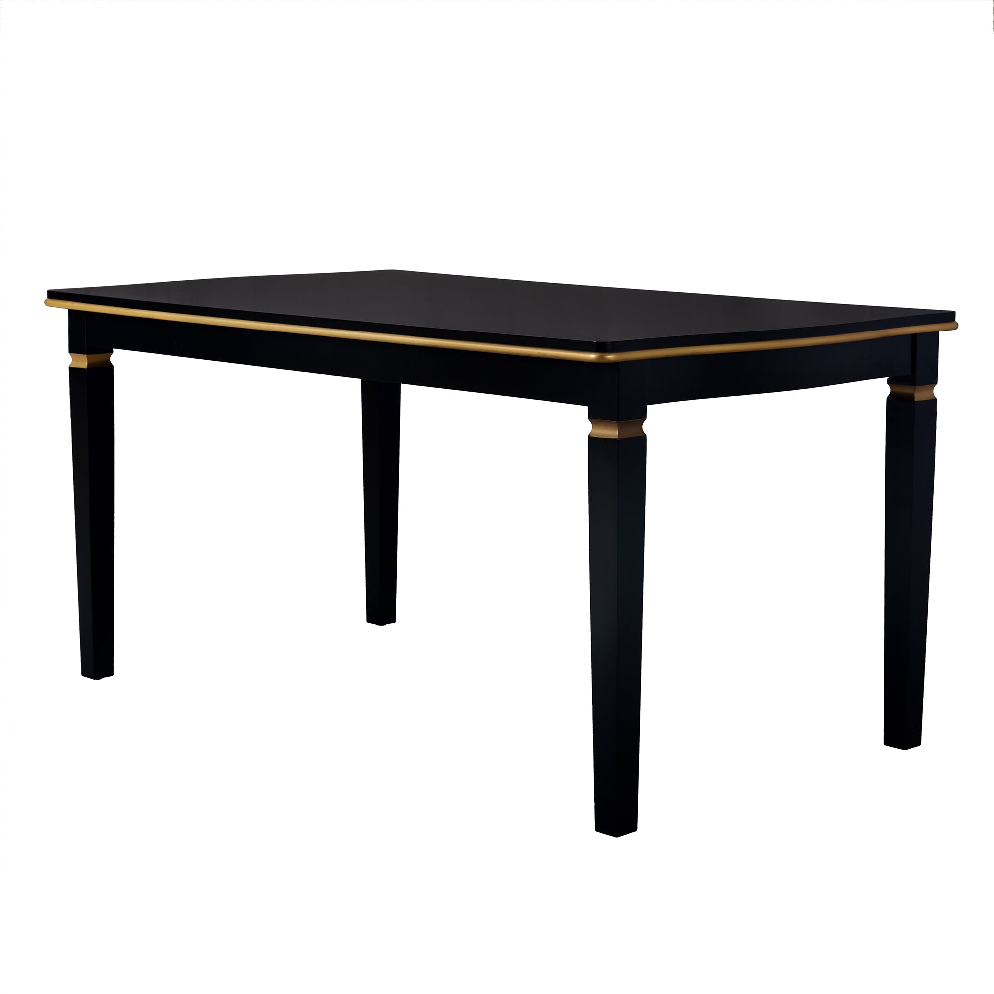 6-Piece Black Rectangular Dining Table Set for 6: 60" Solid Wood Table, 4 High-Back Tufted Upholstered Chairs &amp; Bench - Ideal for Dining Room &amp; Kitchen Gatherings