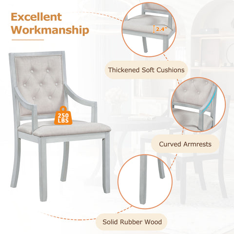 TREXM Extendable Round Dining Set for 4 | Retro 5-Piece Kitchen Table & Chairs | Antique Gray Oak Veneer MDF | 42"-58" Table | Farmhouse Style for Dining Room