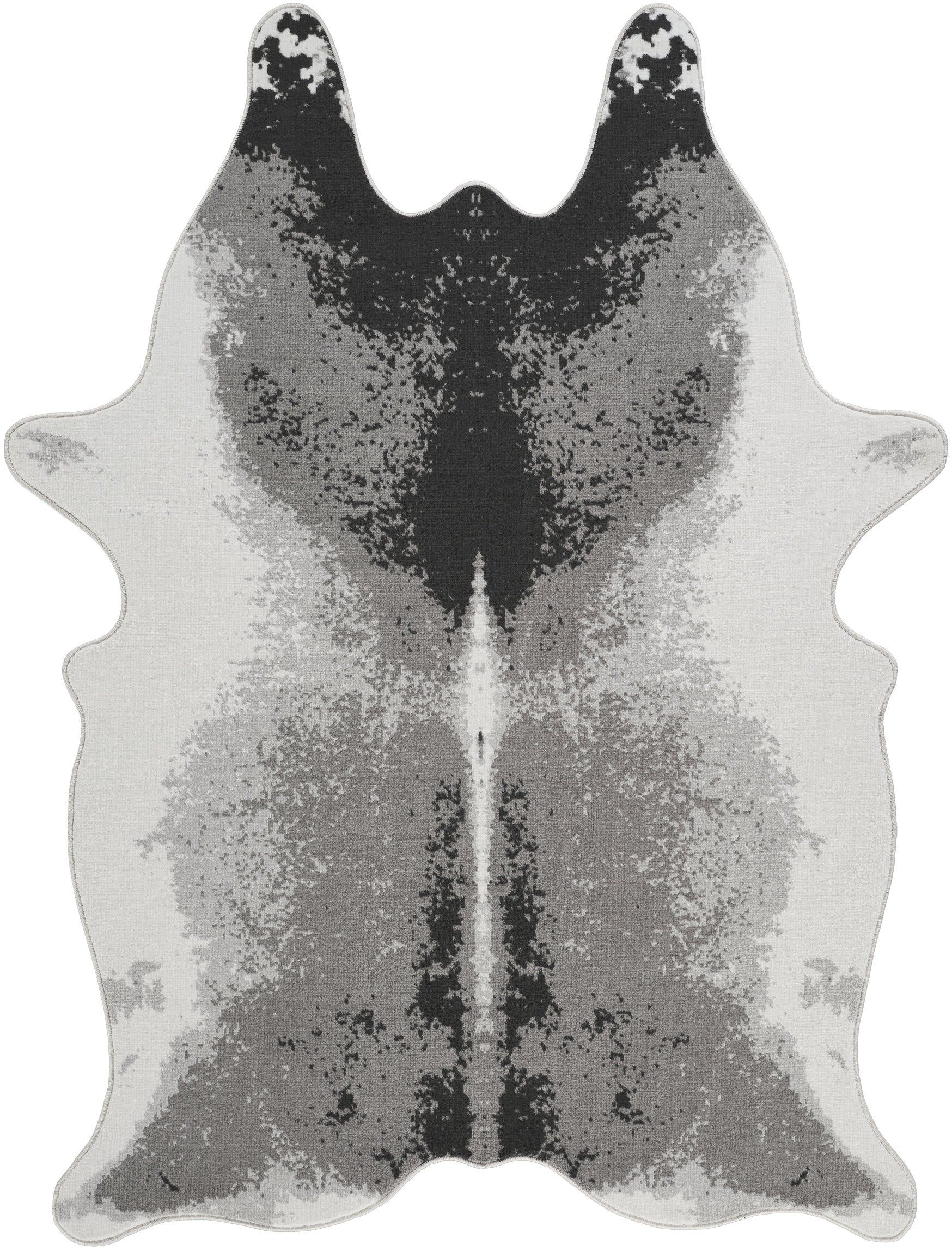 Hide GC_CHD1006 Gray 5x7 ft Area Rug - Soft Polyester Cowhide Style for Farmhouse, Rustic, Boho Living Room, Bedroom, Entryway - Stain Resistant, Durable, Machine-Made in Turkey