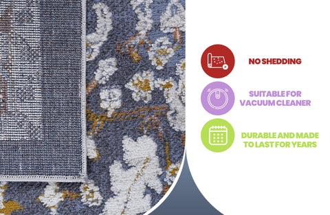 PAYAS Collection 8x10 Traditional Blue Area Rug - Stain Resistant, Non-Shedding Polyester for Living Room, Bedroom, Office, Kid & Pet Friendly, Medium Pile, Turkish Made