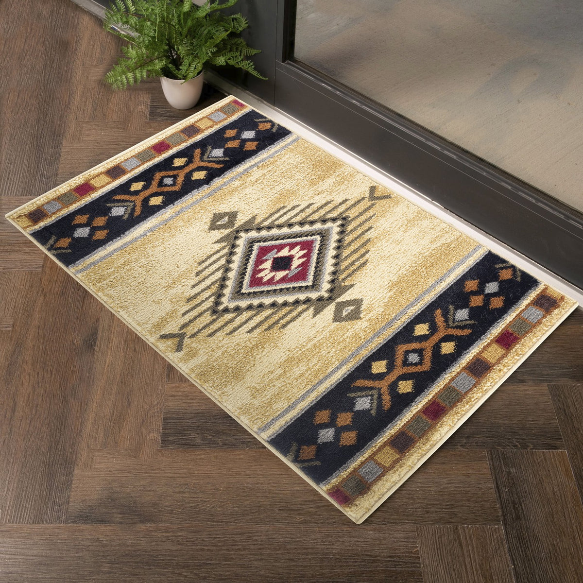 Tribes GC Southwest Area Rug - 7'10" x 10'3" Cream Polypropylene, Stain-Resistant, Durable for High Traffic, Kid & Pet Friendly, 0.39" Pile, Made in Turkey