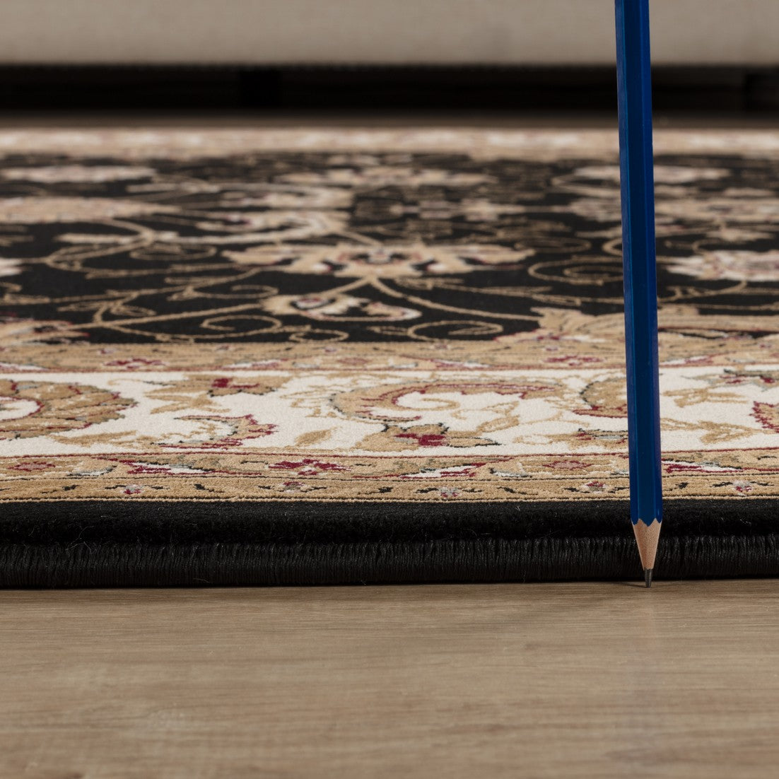 Luxury Manchester Black &amp; Ivory Oriental Runner Rug - 2'7" x 9'10" - 100% Polypropylene, Stain Resistant, Machine-Made in Turkey - Classic Ornate Traditional Style for Living Room, Hallway, Entryway