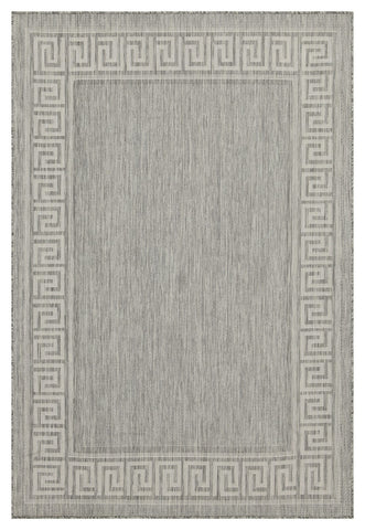 Sunshine GC_HAR2003 2'7"x7'3" Silver Polypropylene Indoor/Outdoor Area Rug - Stain Resistant, Durable, Easy Clean, Flatweave for Patio, Deck, Entryway, Living Room