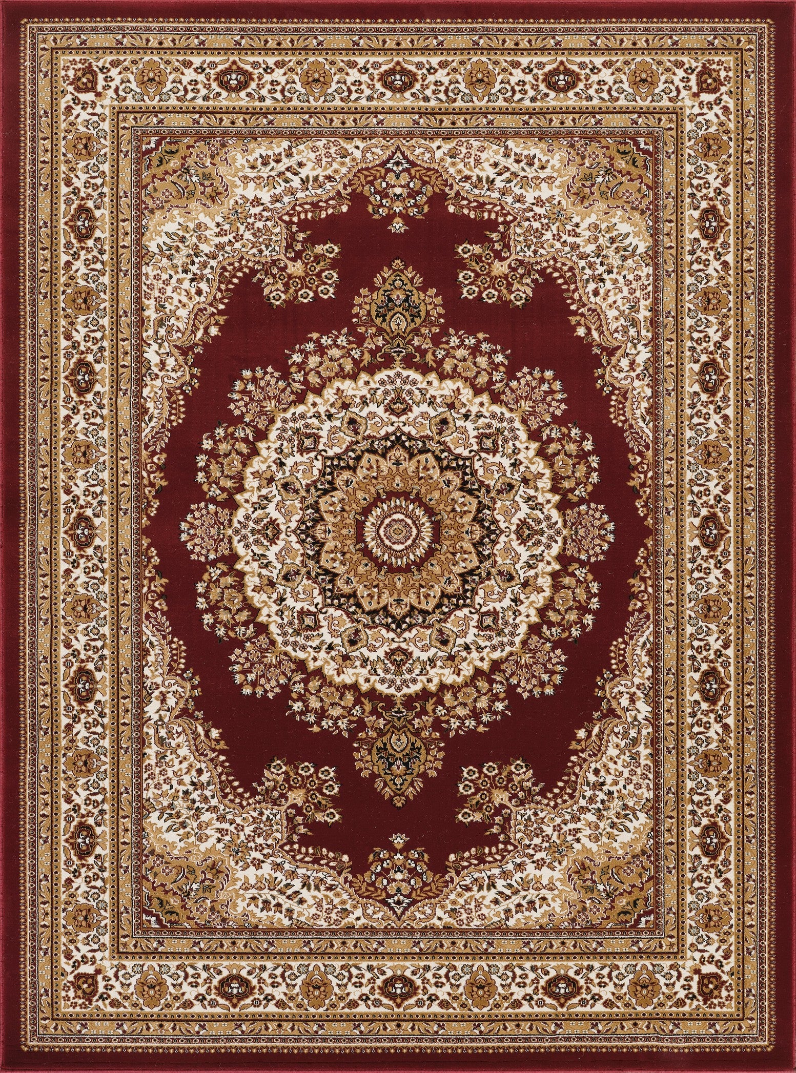 Manchester GC HER5007 Red 2'7" x 9'10" Traditional Medallion Area Rug - 100% Polypropylene Pile, Jute Backing, 0.47" Pile Height, Durable & Stain Resistant, Made in Turkey