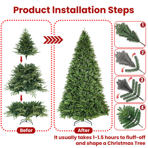 5ft Premium PE &amp; PVC Artificial Christmas Tree, 1419 Realistic Branch Tips, Hinged Metal Stand, Lush Green Holiday Decor for Home &amp; Office Indoor Use