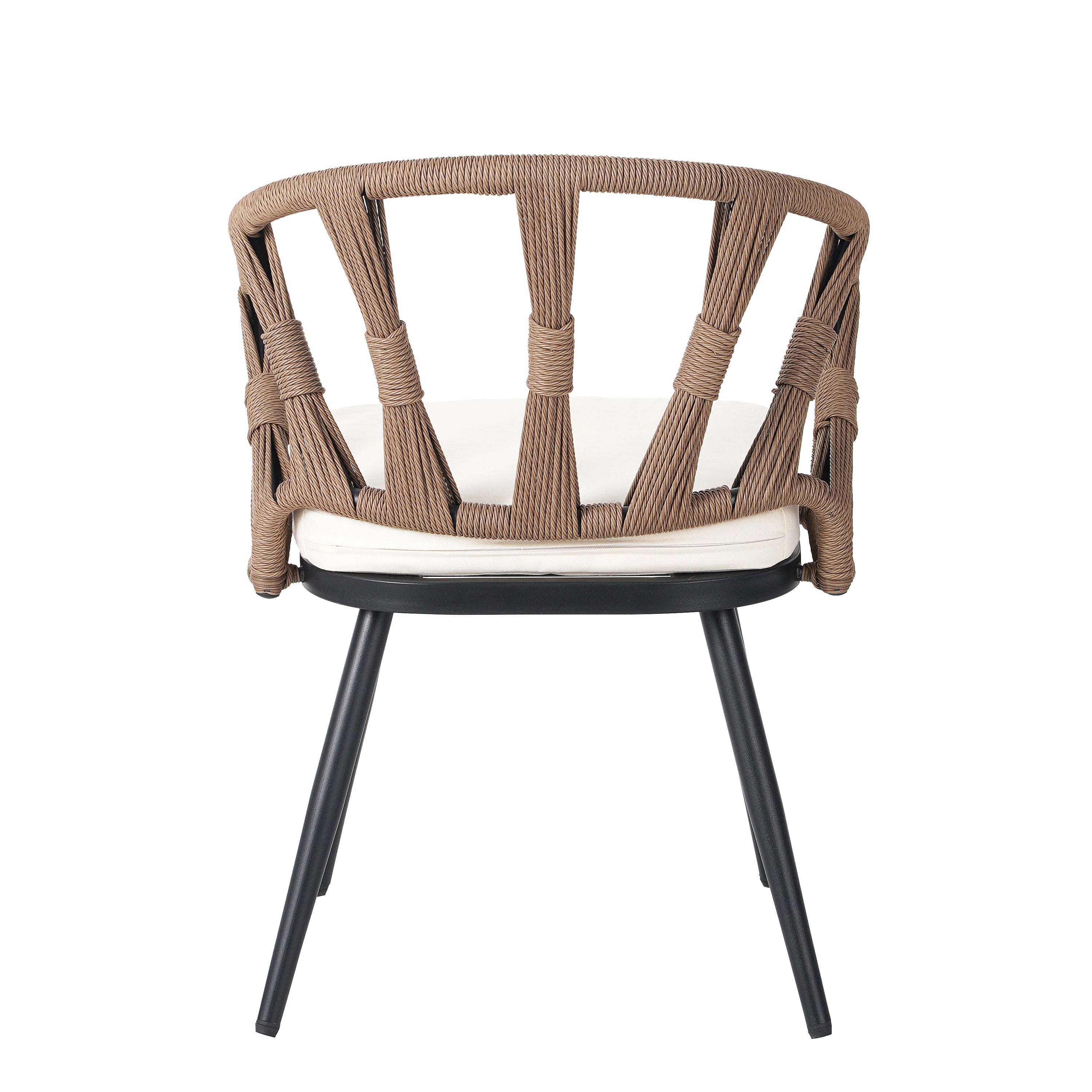 U_Style 4-Seater Brown PE Rattan Outdoor Dining Set: Modern Plastic Wood Table & Linear Chairs for Garden, Patio, Lawn - Weather-Resistant & Durable, Residential Use