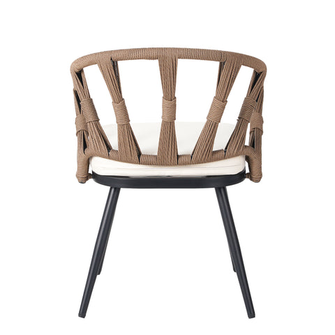 U_Style 4-Seater Brown PE Rattan Outdoor Dining Set: Modern Plastic Wood Table & Linear Chairs for Garden, Patio, Lawn - Weather-Resistant & Durable, Residential Use