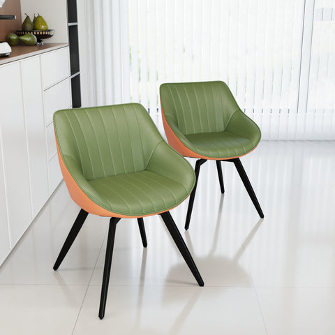 29.5" Modern Round MDF Coffee Table with Storage & 2 Ergonomic PU Dining Chairs - Ring Stripe Design, Black Metal Legs - Ideal for Kitchen, Living Room, Home Office Decor