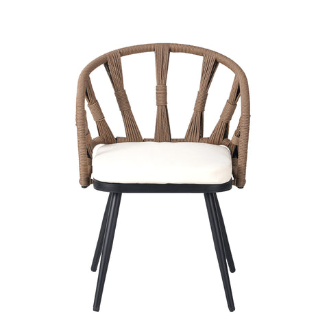 U_Style 4-Seater Brown PE Rattan Outdoor Dining Set: Modern Plastic Wood Table & Linear Chairs for Garden, Patio, Lawn - Weather-Resistant & Durable, Residential Use