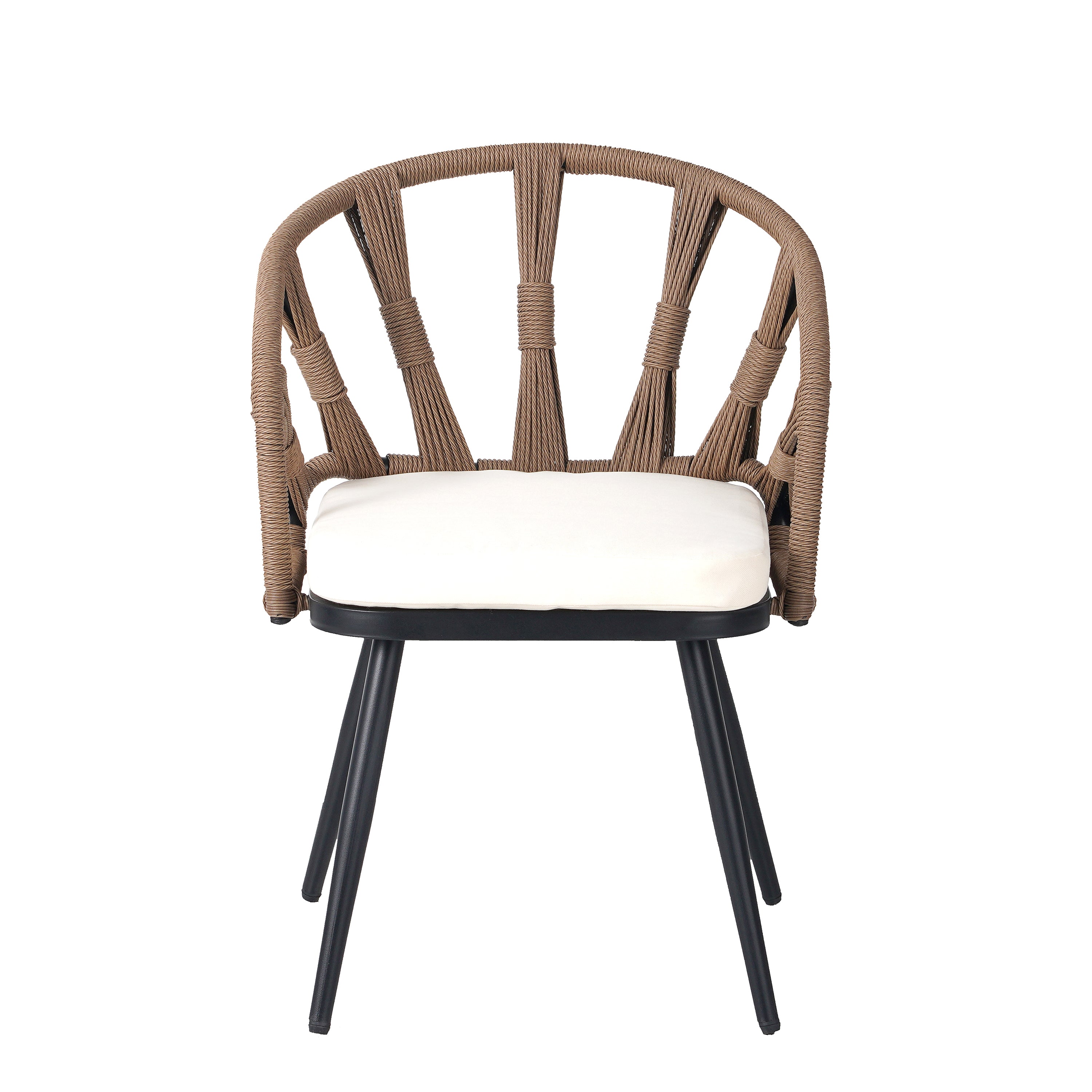 U_Style 4-Seater Brown PE Rattan Outdoor Dining Set: Modern Plastic Wood Table & Linear Chairs for Garden, Patio, Lawn - Weather-Resistant & Durable, Residential Use