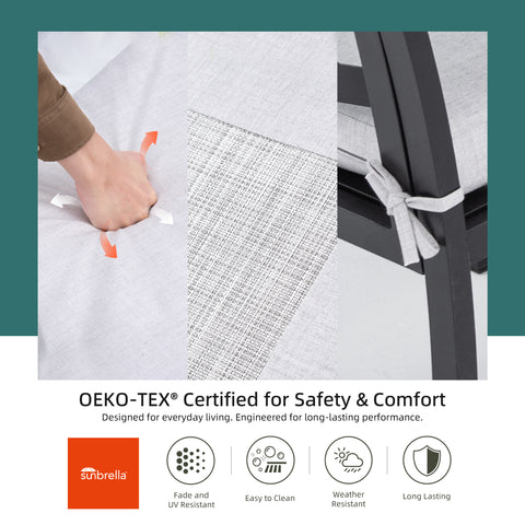 7PC Aluminum Patio Dining Set: Modern Bourbon Brown 6-Seat Outdoor Furniture with Sunbrella Cushions, Nature-Inspired Backrest & Umbrella Hole Table for Garden & Leisure