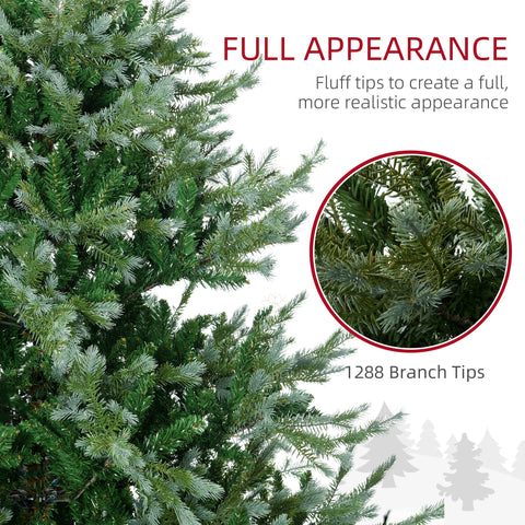 HOMCOM 7.5ft Wide Artificial Christmas Tree - Auto-Open, 1288 Realistic Branches, Flame Retardant Plastic & Steel Base for Indoor Holiday Decor, Easy Assembly, Green