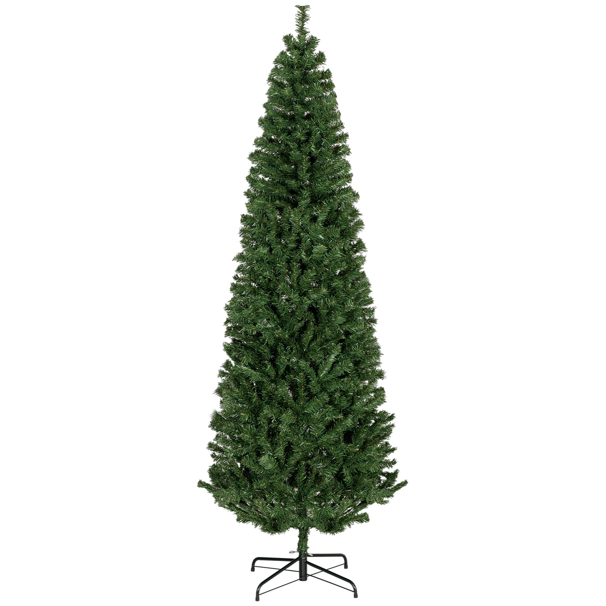 HOMCOM 7ft Slim Pencil Christmas Tree - Unlit Artificial Douglas Fir, Realistic Green Xmas Tree with 818 Tips, Flame Retardant, Easy Assembly &amp; Storage for Home Decor