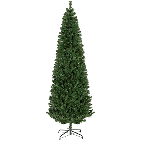 HOMCOM 7ft Slim Pencil Christmas Tree - Unlit Artificial Douglas Fir, Realistic Green Xmas Tree with 818 Tips, Flame Retardant, Easy Assembly &amp; Storage for Home Decor