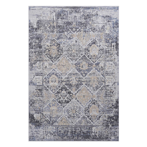 PAYAS Collection 6x9 Traditional Area Rug | Stain-Resistant Polyester, Medium Pile (0.28") | Grey &amp; Blue | Kid &amp; Pet-Friendly, Durable | Living Room, Bedroom, Home Office | Turkish Made