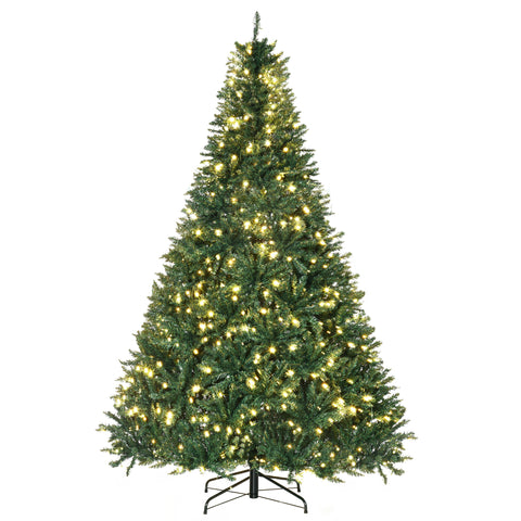 HOMCOM 7ft Pre-Lit Full Douglas Fir Artificial Christmas Tree | 700 Warm White LEDs | 2154 Realistic PVC Tips | Hinged Branches | Sturdy Metal Base | Lush Green for Home &amp; Holiday Decor
