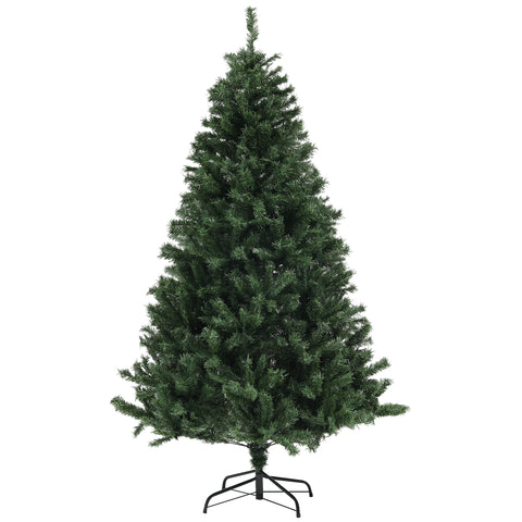 HOMCOM 6ft Artificial Christmas Tree: Realistic Green Xmas Tree with 1000 Branch Tips, Auto Open Design, Flame Retardant, Steel Base for Home &amp; Office Holiday Decor